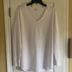 Z Supply Cream V-Neck Long Sleeve Top